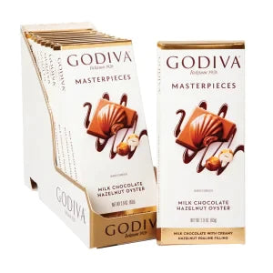 Godiva Masterpieces Milk Chocolate Hazelnut Oyster 2.9 Oz Tablet Bar